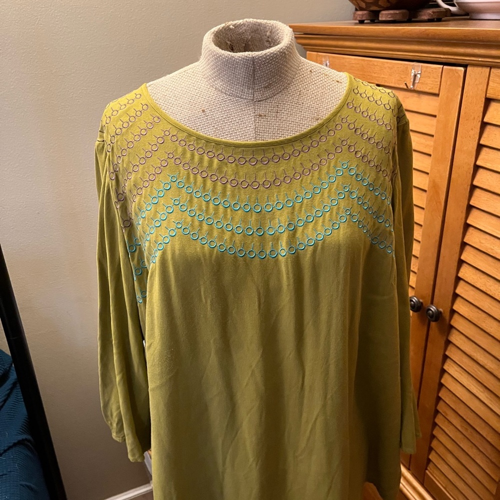 Boden Green Relaxed Blouse with Embellished Details